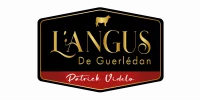 Logo L’Angus de Guerlédan, blason noir et or avec motif de vache.