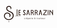Logo Crêperie Le Sarrazin, typographie marron moderne stylisée